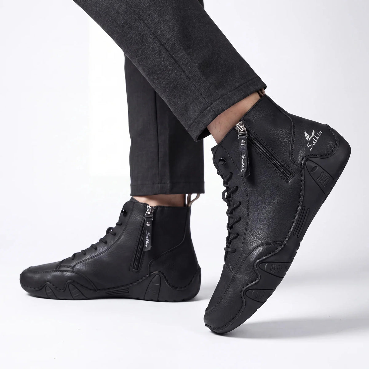 Chaussures Pieds-Nus Zippées Zero-Drop Cuir Vegan Déperlantes